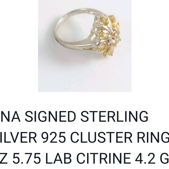 VINTAGE STERLING CITRINE RING. Estate sale piece signed CNA - Picture 6 of 8